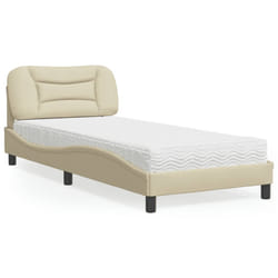 vidaXL Letto con Materasso Crema 90x190 cm in Tessuto