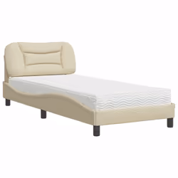 vidaXL Letto con Materasso Crema 90x190 cm in Tessuto - Vista aggiuntiva 2