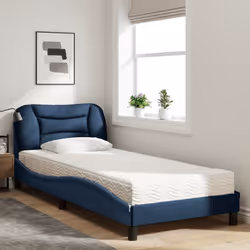 vidaXL Letto con Materasso Blu 90x190 cm in Tessuto - Vista aggiuntiva 3
