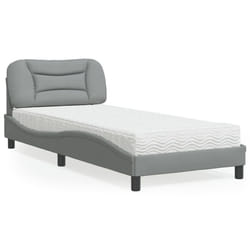 vidaXL Letto con Materasso Grigio Chiaro 90x200 cm in Tessuto