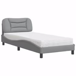 vidaXL Letto con Materasso Grigio Chiaro 90x200 cm in Tessuto - Vista aggiuntiva 2