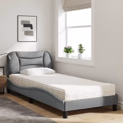 vidaXL Letto con Materasso Grigio Chiaro 90x200 cm in Tessuto - Vista aggiuntiva 3