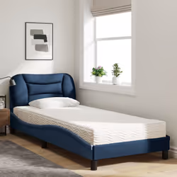 vidaXL Letto con Materasso Blu 90x200 cm in Tessuto - Vista aggiuntiva 3