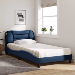 vidaXL Letto con Materasso Blu 100x200 cm in Tessuto - Vista aggiuntiva 3