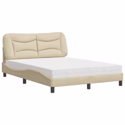 vidaXL Letto con Materasso Crema 120x200 cm in Tessuto - Vista aggiuntiva 2