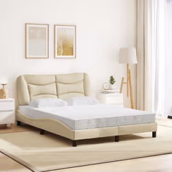 vidaXL Letto con Materasso Crema 120x200 cm in Tessuto - Vista aggiuntiva 3