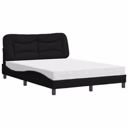 vidaXL Letto con Materasso Nero 140x190 cm in Tessuto - Vista aggiuntiva 2