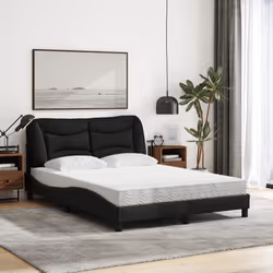 vidaXL Letto con Materasso Nero 140x190 cm in Tessuto - Vista aggiuntiva 3
