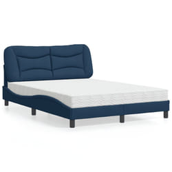 vidaXL Letto con Materasso Blu 140x190 cm in Tessuto