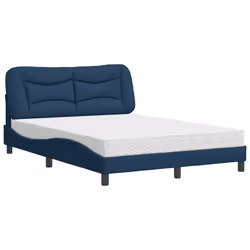 vidaXL Letto con Materasso Blu 140x190 cm in Tessuto - Vista aggiuntiva 2