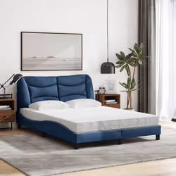 vidaXL Letto con Materasso Blu 140x190 cm in Tessuto - Vista aggiuntiva 3
