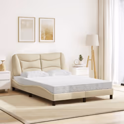 vidaXL Letto con Materasso Crema 140x200 cm in Tessuto - Vista aggiuntiva 3