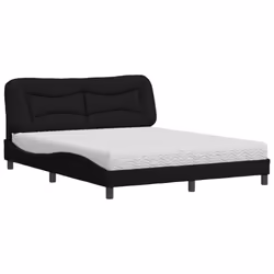 vidaXL Letto con Materasso Nero 160x200 cm in Tessuto - Vista aggiuntiva 2