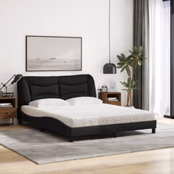 vidaXL Letto con Materasso Nero 160x200 cm in Tessuto - Vista aggiuntiva 3