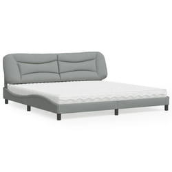 vidaXL Letto con Materasso Grigio Chiaro 200x200 cm in Tessuto