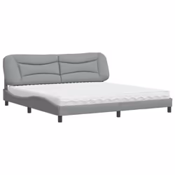 vidaXL Letto con Materasso Grigio Chiaro 200x200 cm in Tessuto - Vista aggiuntiva 2
