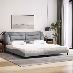 vidaXL Letto con Materasso Grigio Chiaro 200x200 cm in Tessuto - Vista aggiuntiva 3