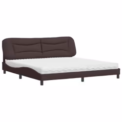 vidaXL Letto con Materasso Marrone Scuro 200x200 cm in Tessuto - Vista aggiuntiva 2