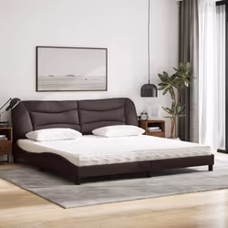 vidaXL Letto con Materasso Marrone Scuro 200x200 cm in Tessuto - Vista aggiuntiva 3