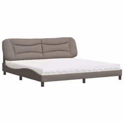 vidaXL Letto con Materasso Tortora 200x200 cm in Tessuto - Vista aggiuntiva 2