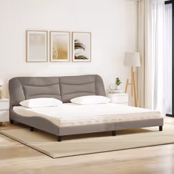 vidaXL Letto con Materasso Tortora 200x200 cm in Tessuto - Vista aggiuntiva 3
