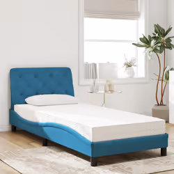 vidaXL Letto con Materasso Blu 80x200 cm in Velluto - Vista aggiuntiva 3