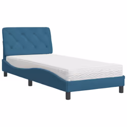vidaXL Letto con Materasso Blu 90x190 cm in Velluto - Vista aggiuntiva 2