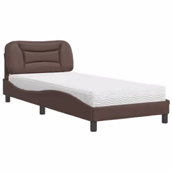 vidaXL Letto con Materasso Marrone 80x200 cm in Similpelle - Vista aggiuntiva 2