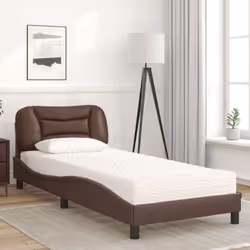 vidaXL Letto con Materasso Marrone 80x200 cm in Similpelle - Vista aggiuntiva 3