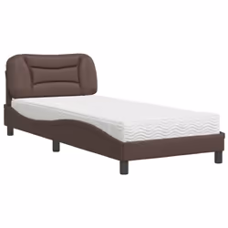 vidaXL Letto con Materasso Marrone 90x190 cm in Similpelle - Vista aggiuntiva 2