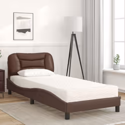 vidaXL Letto con Materasso Marrone 90x190 cm in Similpelle - Vista aggiuntiva 3