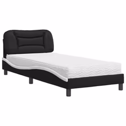 vidaXL Letto con Materasso Nero e Bianco 90x190 cm in Similpelle - Vista aggiuntiva 2