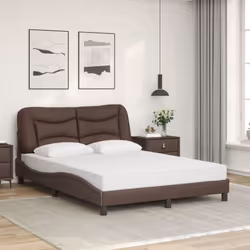 vidaXL Letto con Materasso Marrone 120x200cm in Similpelle - Vista aggiuntiva 3