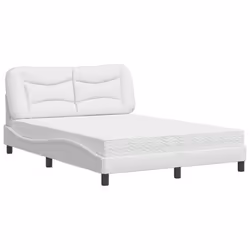 vidaXL Letto con Materasso Bianco 140x190 cm in Similpelle - Vista aggiuntiva 2