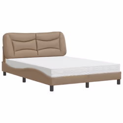 vidaXL Letto con Materasso Cappuccino 140x190cm Similpelle - Vista aggiuntiva 2
