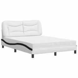 vidaXL Letto con Materasso Bianco e Nero 140x190 cm in Similpelle - Vista aggiuntiva 2