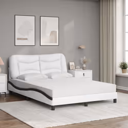 vidaXL Letto con Materasso Bianco e Nero 140x190 cm in Similpelle - Vista aggiuntiva 3