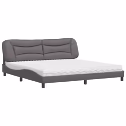 vidaXL Letto con Materasso Grigio 200x200 cm in Similpelle - Vista aggiuntiva 2
