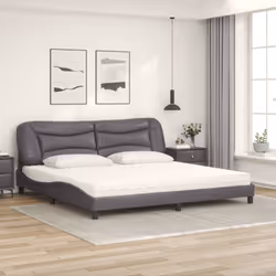 vidaXL Letto con Materasso Grigio 200x200 cm in Similpelle - Vista aggiuntiva 3
