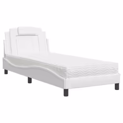 vidaXL Letto con Materasso Bianco 80x200 cm in Similpelle - Vista aggiuntiva 2