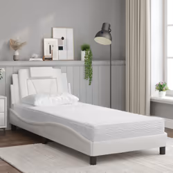 vidaXL Letto con Materasso Bianco 80x200 cm in Similpelle - Vista aggiuntiva 3