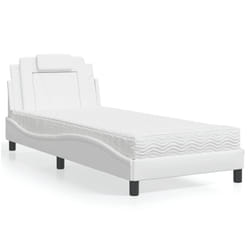 vidaXL Letto con Materasso Bianco 90x190 cm in Similpelle