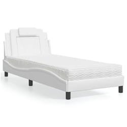 vidaXL Letto con Materasso Bianco 90x200 cm in Similpelle