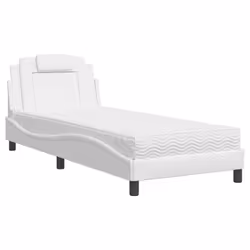vidaXL Letto con Materasso Bianco 90x200 cm in Similpelle - Vista aggiuntiva 2