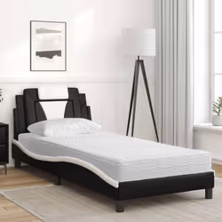 Letto con Materasso Nero e Bianco 90x200 cm in Similpellecod mxl 91664 - Vista aggiuntiva 3