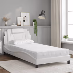 vidaXL Letto con Materasso Bianco 100x200 cm in Similpelle - Vista aggiuntiva 3
