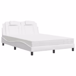 vidaXL Letto con Materasso Bianco 140x190 cm in Similpelle - Vista aggiuntiva 2