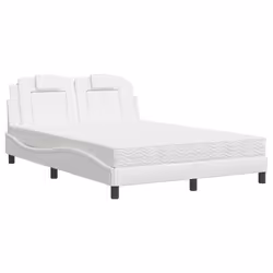 vidaXL Letto con Materasso Bianco 140x200 cm in Similpelle - Vista aggiuntiva 2