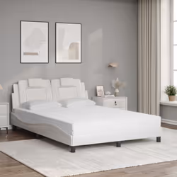 vidaXL Letto con Materasso Bianco 140x200 cm in Similpelle - Vista aggiuntiva 3