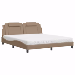 vidaXL Letto con Materasso Cappuccino 180x200cm Similpelle - Vista aggiuntiva 2